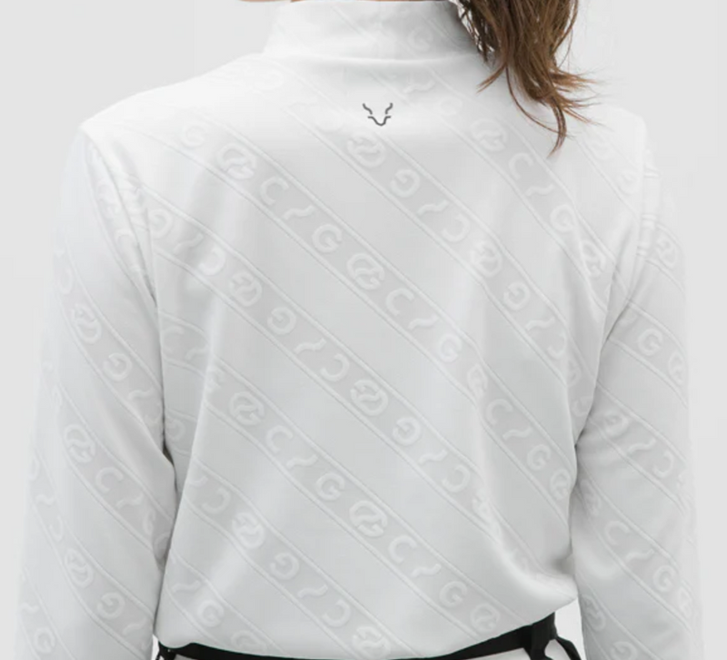 CPG GOLF Women ﾛｺﾞｼﾞｬｶﾞｰﾄﾞ柄ﾓｯｸﾈｯｸLS