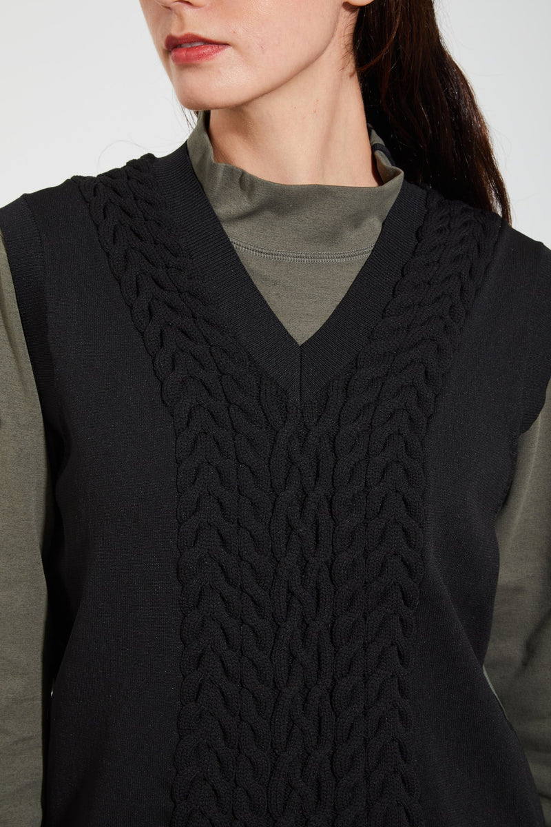 HERG1 MEN CABLE MIX KNIT VEST