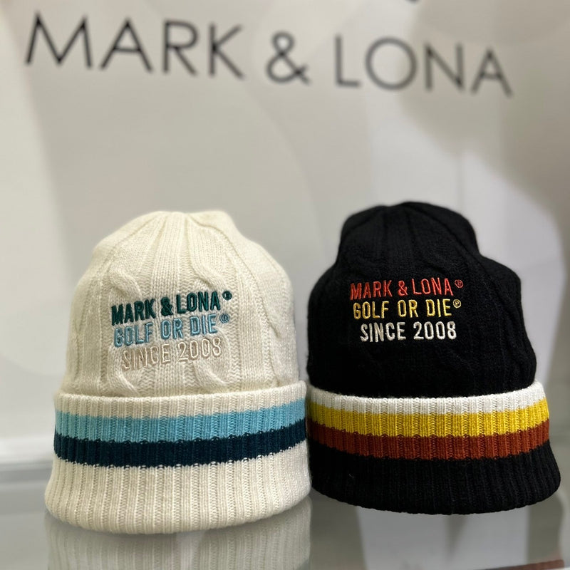 MARK&LONA Men Ever Striped Cable Knit Beanie