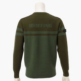 BRIEFING Men MS MERINO WOOL STRIPE LOGO CREWNECK KNIT