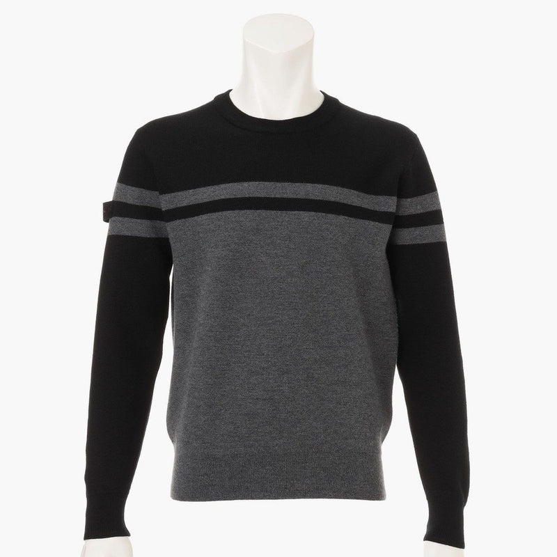 BRIEFING Men MS MERINO WOOL STRIPE LOGO CREWNECK KNIT