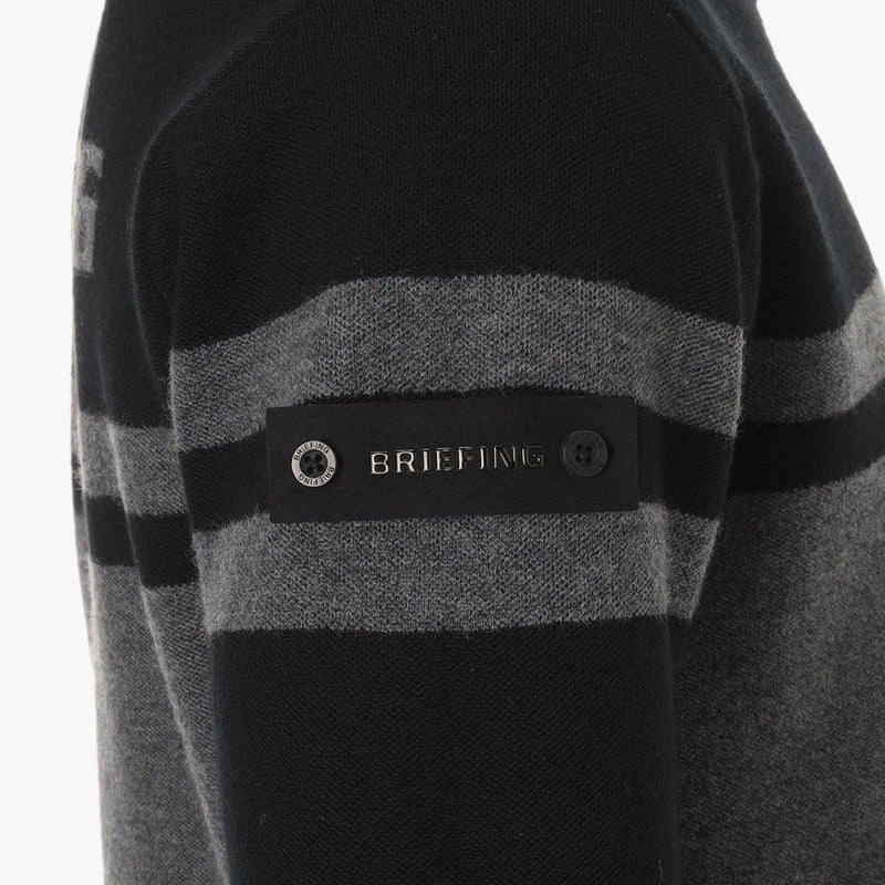 BRIEFING Men MS MERINO WOOL STRIPE LOGO CREWNECK KNIT